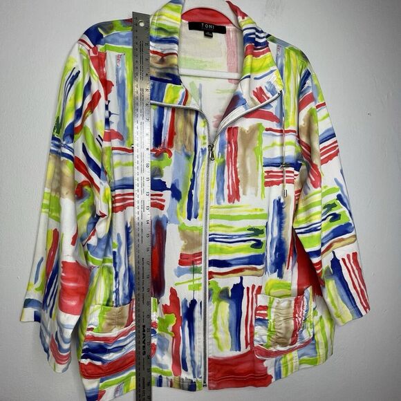 Toni Morgan  Art To Wear Jacket SZ XL  Pockets Full Zip Abstract Modern - Picture 16 of 16